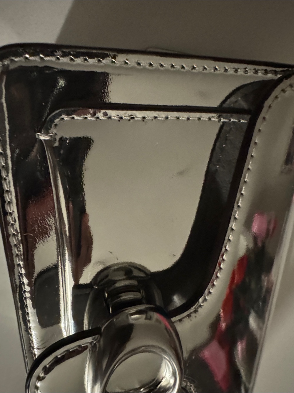 Coach Tabby Metallic Silver Leather Crossbody Wristlet - Picture 11 of 11